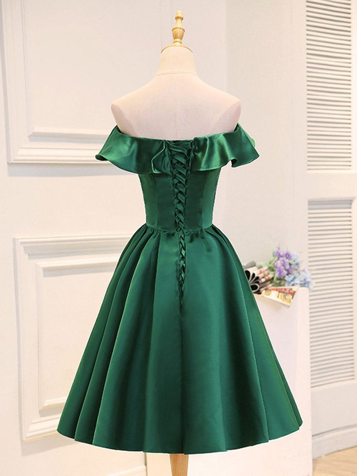 A-Line Satin Short Prom Dress, Homecoming Dress - View 4 | FashionDia