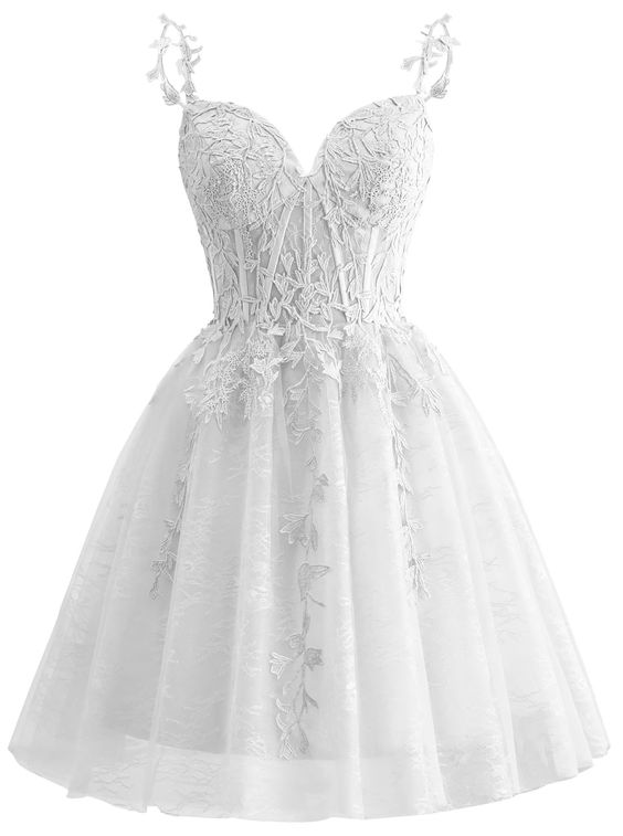 Spaghetti Strap Lace Homecoming Dresses for Teens 2024 Tulle Short Prom Dress Cocktail Gowns - FashionDia