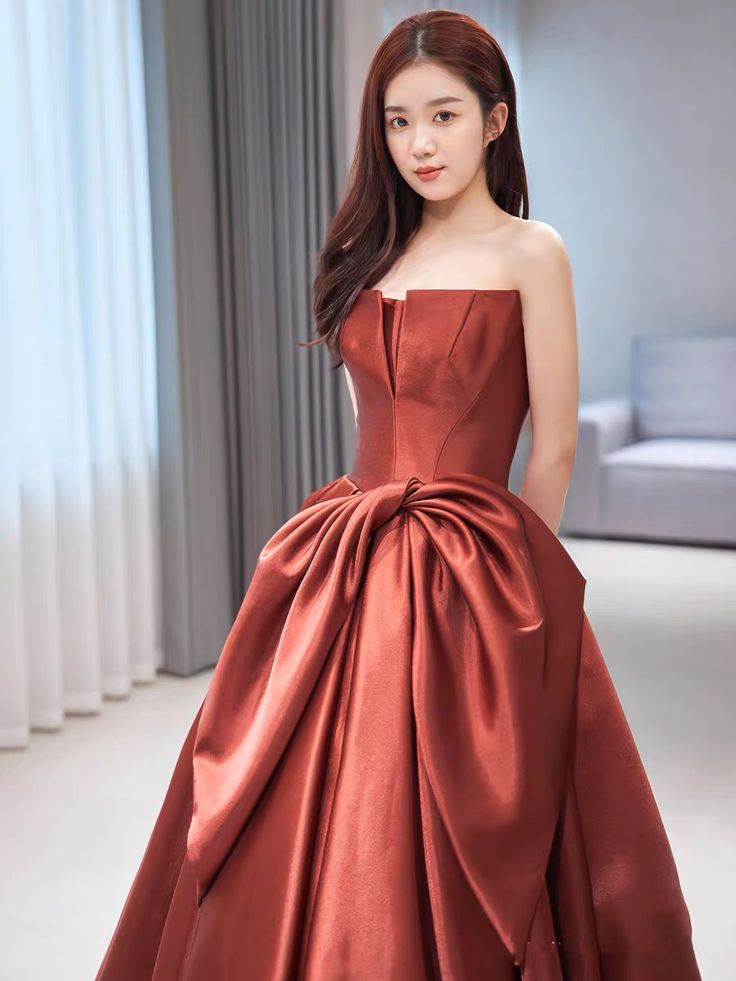 Evening Dress, Chic Party Dress, Strapless Prom Dress,satin Formal Dress,custom Made - View 5 | FashionDia