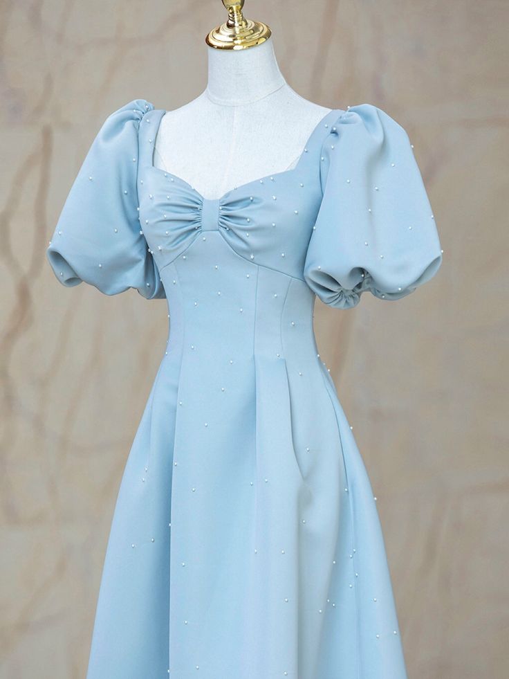 Satin Pearl Long Prom Dress, A-Line Evening Party Dress - View 2 | FashionDia
