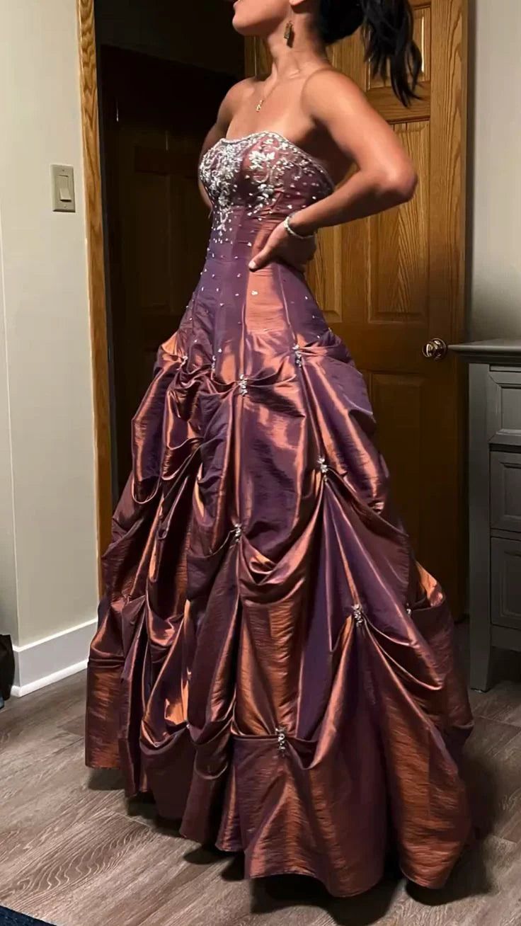 Formal Wear Dresses Gorgeous Strapless A-Line Beading Vintage Long Prom Dress Formal Women's Dresses
