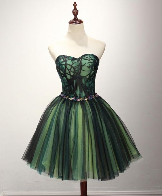 Stylish Tulle Lace Short Prom Dress, Cute Evening Dress - VelvetHem
