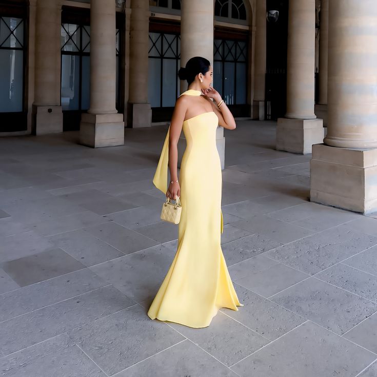 Strapless Floor Length Mermaid Evening Dress Yellow Formal Evening Dress fg6566