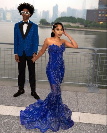 Women's Mermaid Prom Dress, Sweetheart Sequin Royal Blue Birthday Party Dress - View 5 | FashionDia