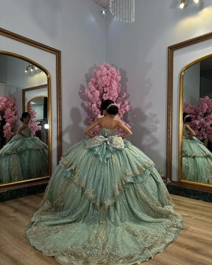 A-Line sage quinceanera dress, birthday party dresses sweet 16 dresses - FashionDia