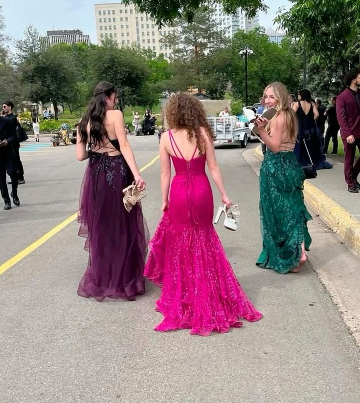 Sexy Mermaid Hot Pink Prom Dress New Arrive Long Party Dress Evening Dress - View 3 | FashionDia
