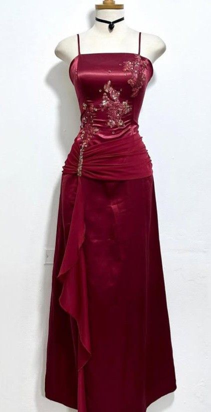 Burgundy Prom Party Dress Long Formal Evening Dress - FashionDia
