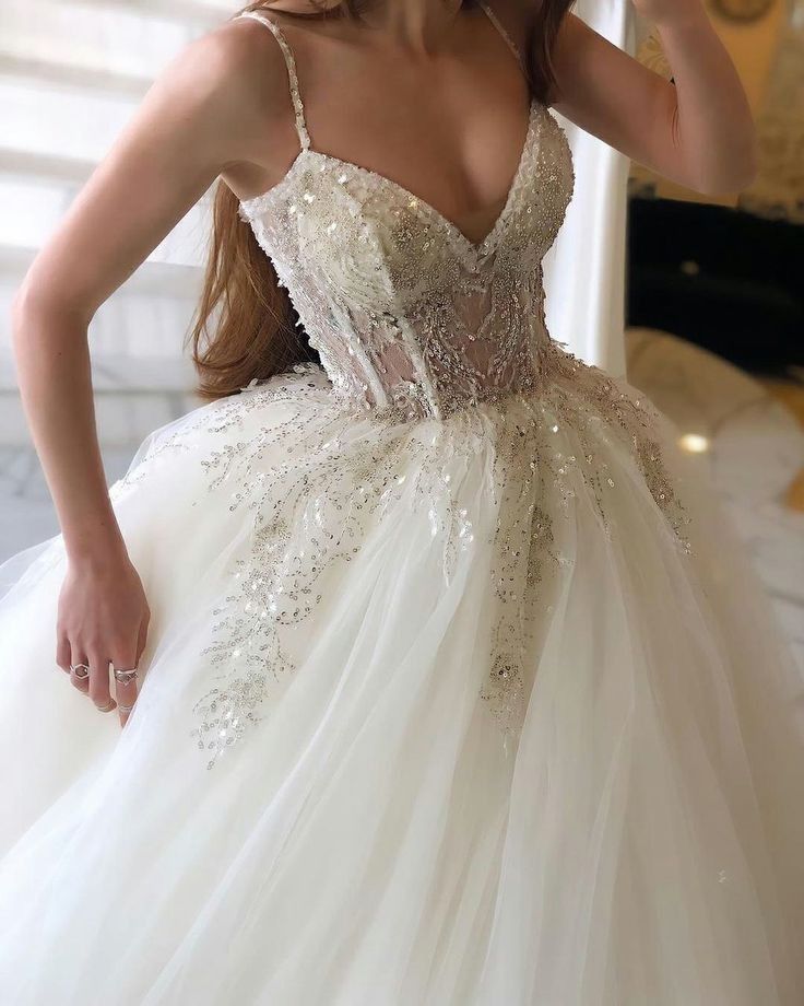 A-Line Spaghetti Straps Long Wedding Dress - FashionDia