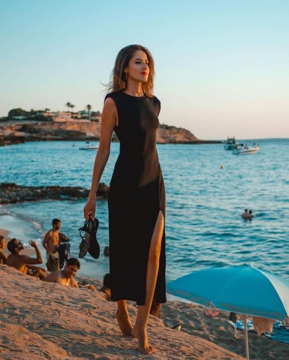 Long Black Sleeveless Party Dress Fashion Gown