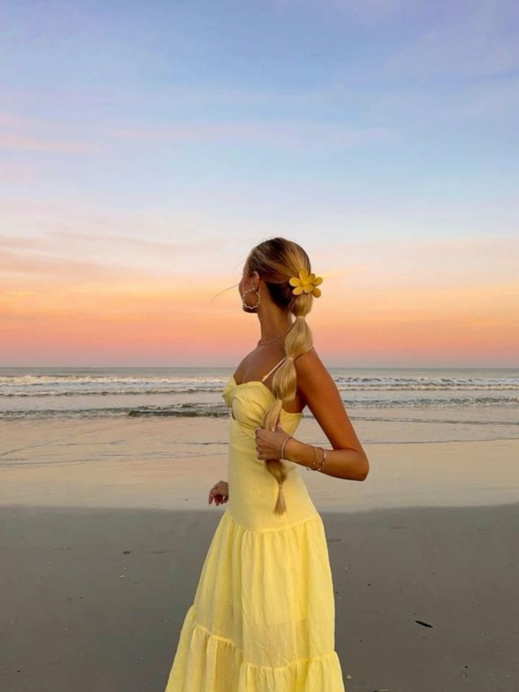 Yellow Beach Dress, Fashion Party Evening Dress - FashionDia