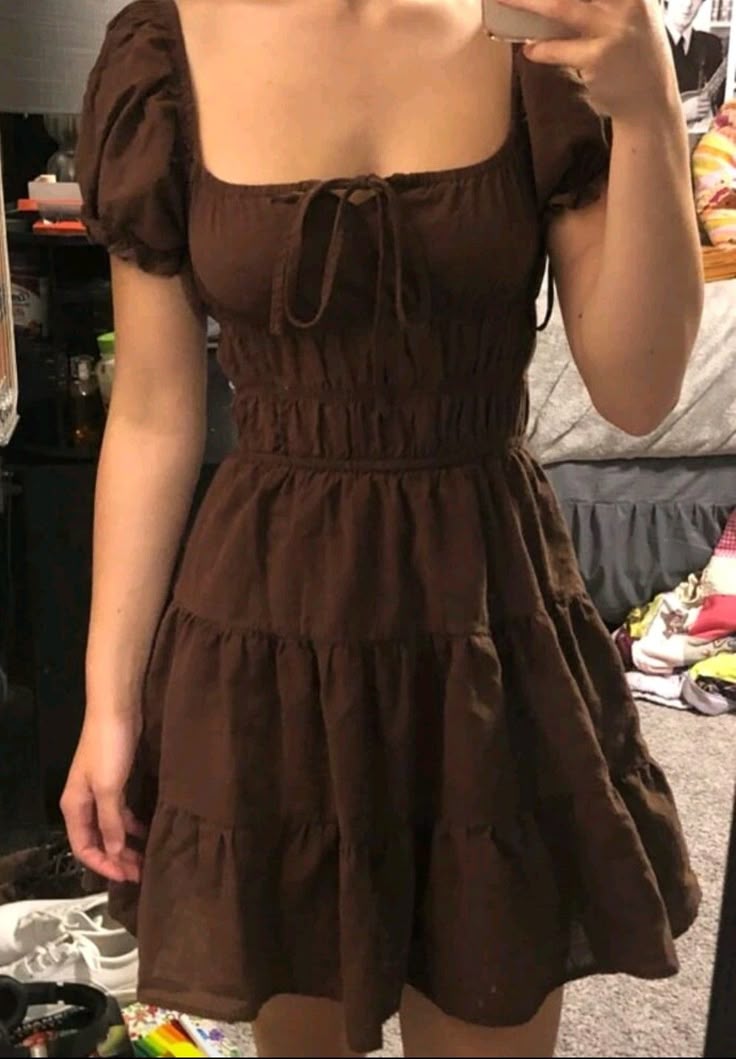 A Line Brown Birthday Outfit Short Evening Dress Short Party Dress Homecoming Dress