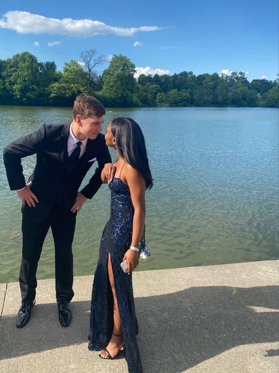 Navy Blue Prom Dress Long Formal Dress