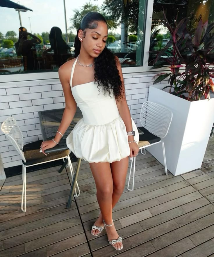 White Birthday Dress Homecoming Dress Short Party Dress fg7733