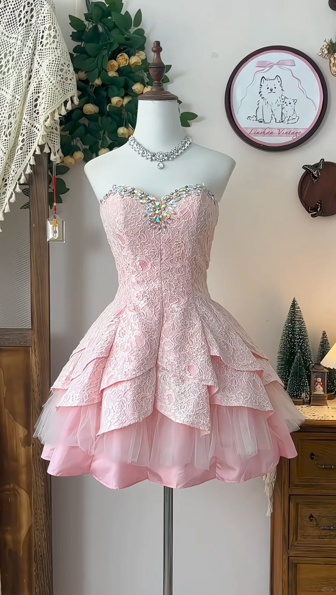 Pink Short Prom Dress Birthday Party Dress Homecoming Dress - View 2 | FashionDia