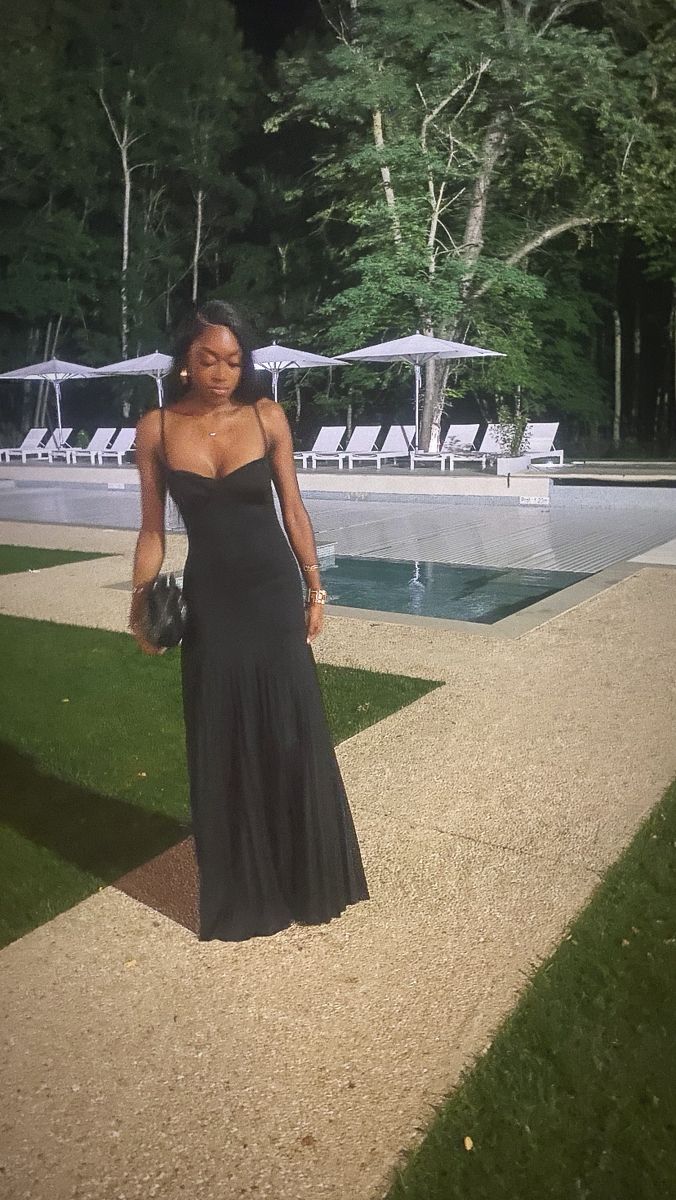 Black Spaghetti Straps Long Prom Dress Evening Party Dresses - FashionDia