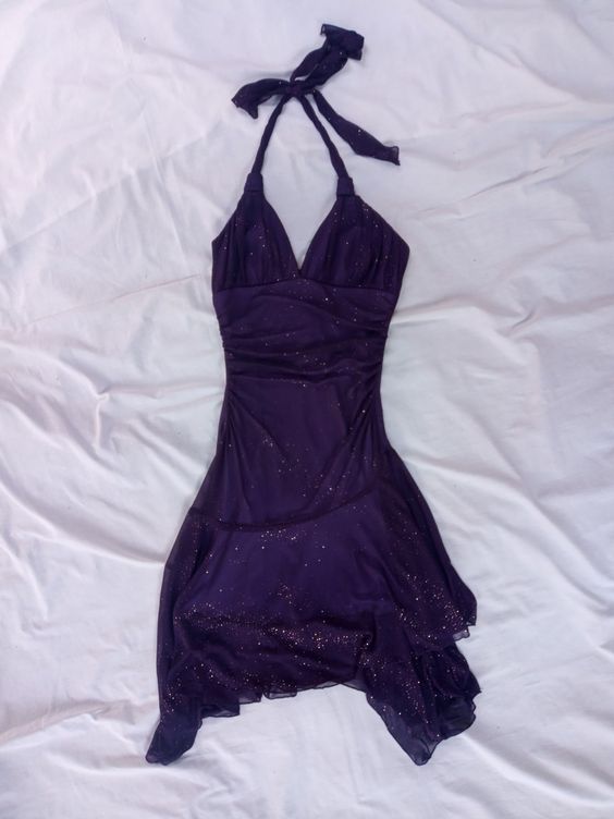 Purple V-Neck Short Prom Dresses, Short Formal Homecoming Dresses - FashionDia