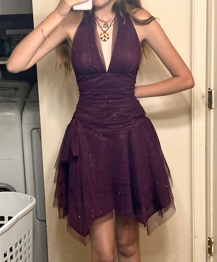 Dark Purple Tulle Prom Homecoming Dress Short Party Dress