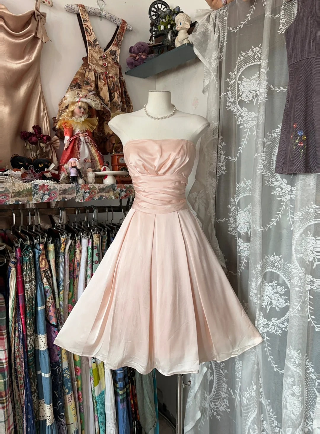 A Line Pink Birthday Outfit Short Evening Dress Vintage Short Party Dress Homecoming Dress