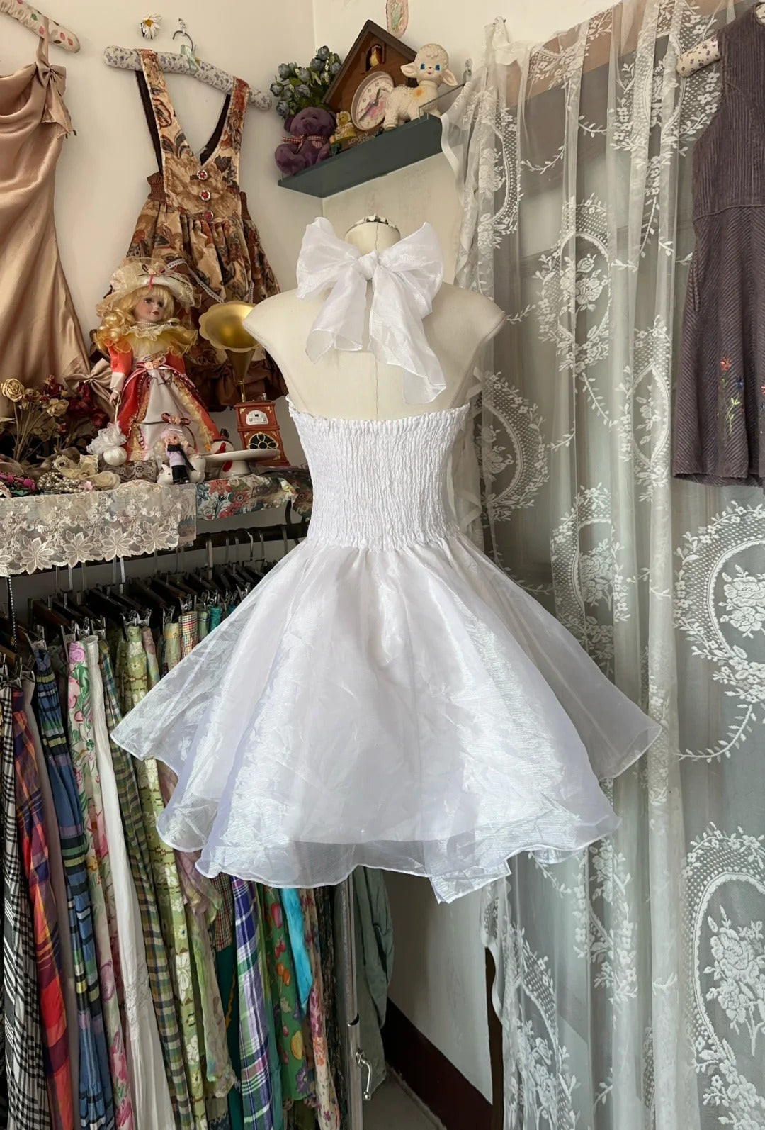 A-Line White Birthday Outfit Short Evening Dress Vintage Short Party Dress Homecoming Dress - View 2 | FashionDia