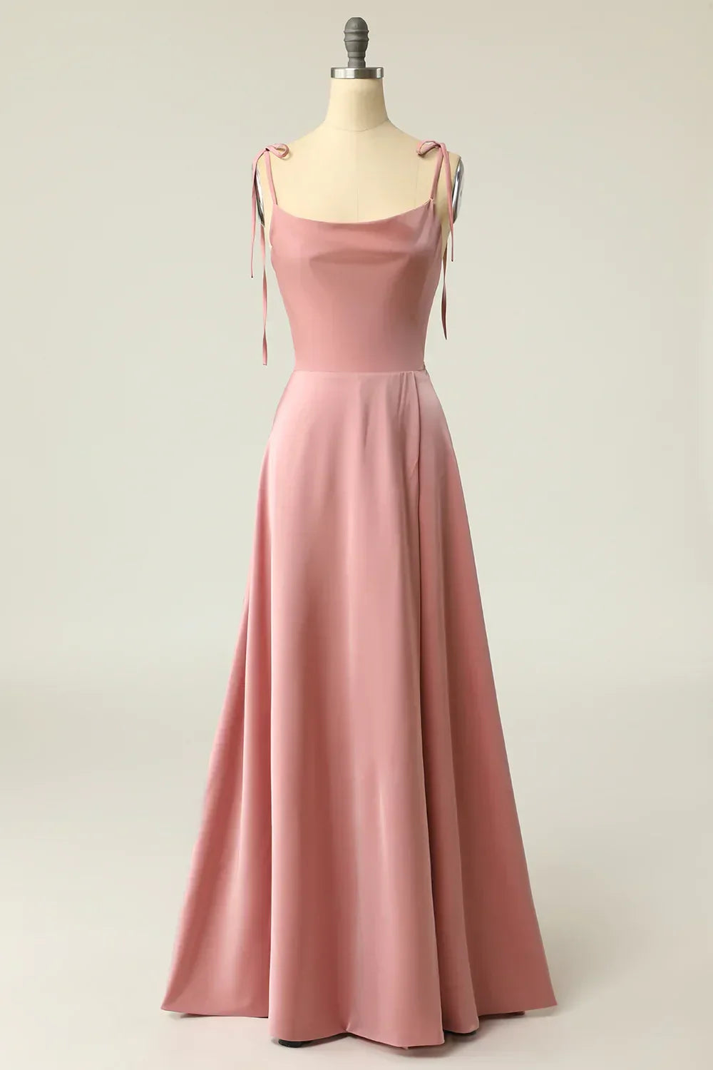 Simple A Line Spaghetti Straps Light Green Long Prom Dress with Silt