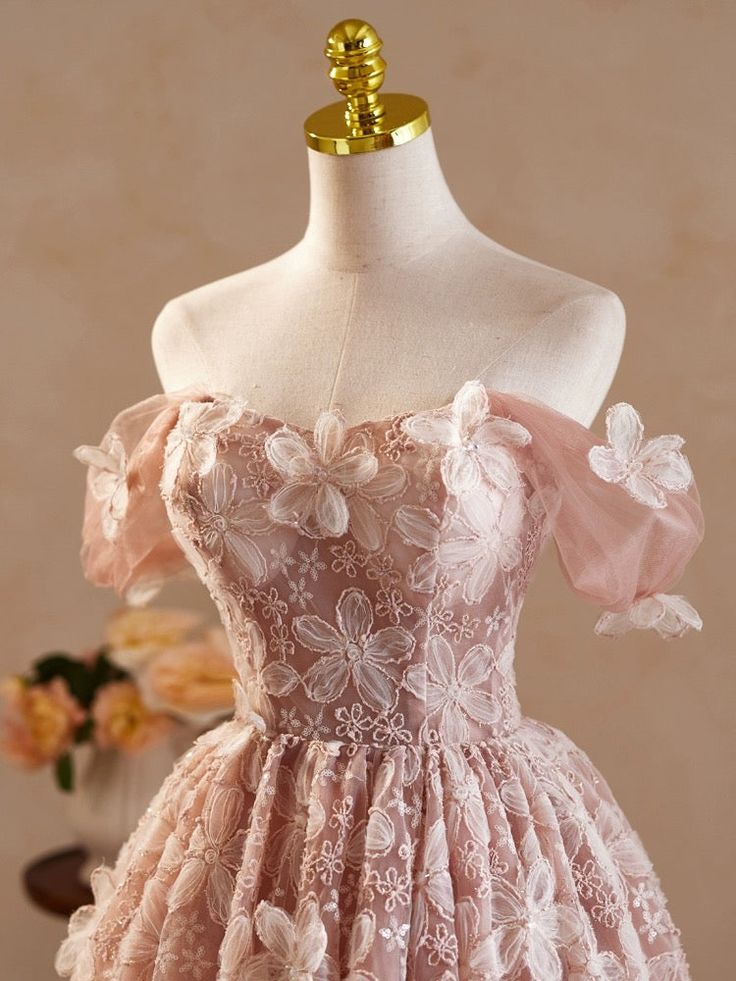 A-Line Off-the-Shoulder Tulle Lace Short Prom Dress, Homecoming Dress - View 3 | FashionDia