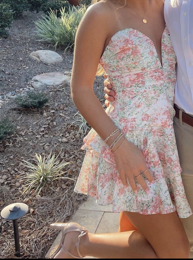 A Line Floral Print Short Prom Dress Birthday Party Dress Homecoming Dress