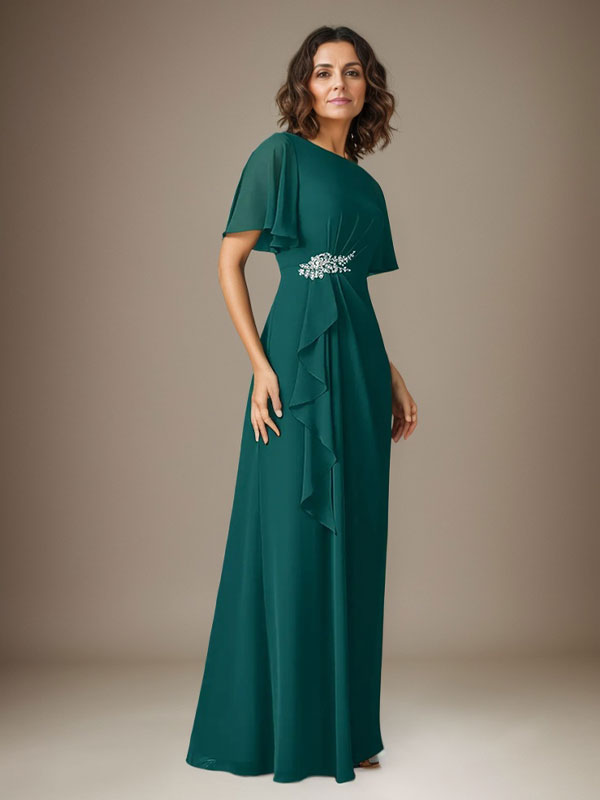 Dark Navy Sheath Beaded Chiffon Dress - View 2 | FashionDia