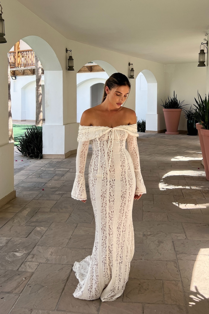 Jovie - Off - Shoulder Crochet Lace Maxi Dress