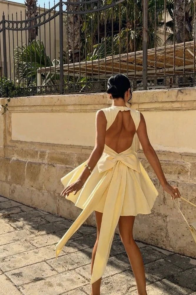 Sleeveless High-Waist Mini Dress Short Homecoming Party Dress - View 4 | FashionDia