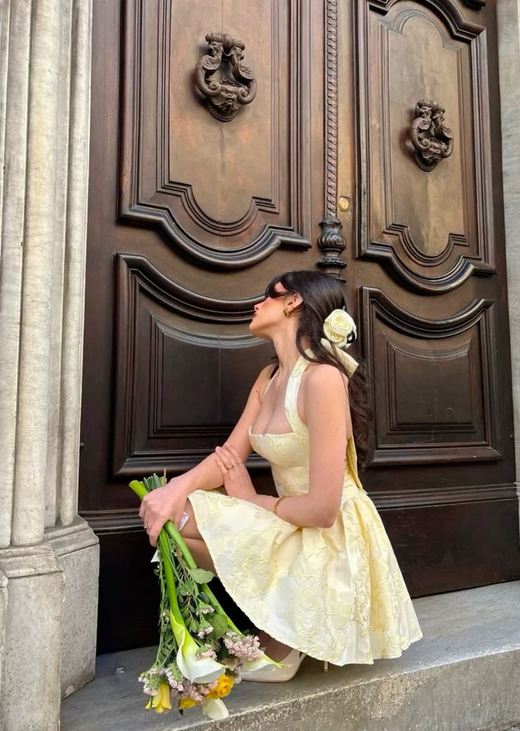 A Line Yellow Halter Short Evening Dress Homecoming Dress Short Party Dress fg7802