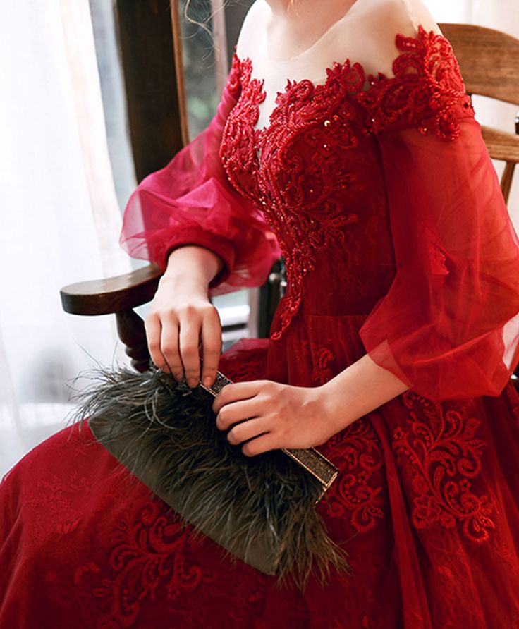 Round Neck Tulle Beads Long Prom & Evening Dress - View 3 | FashionDia