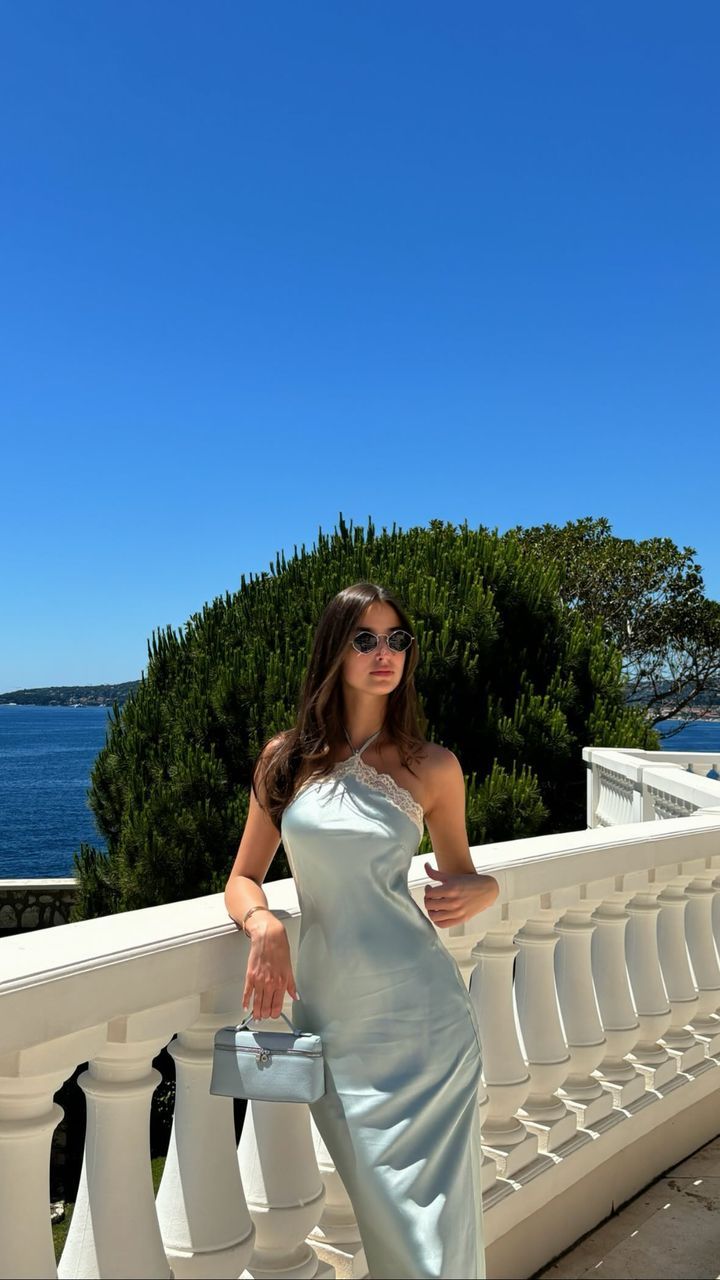 Light Blue Halter Mermaid Party Dress, Sexy Evening Dress - FashionDia