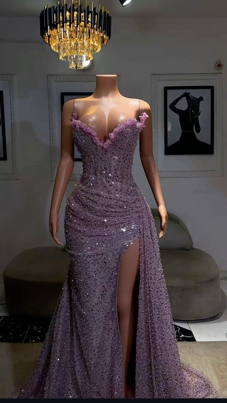 Light Purple High Split Evening Dresses, Sweetheart Mermaid Prom Dresses, Elegant Dresses for Wedding fg6769