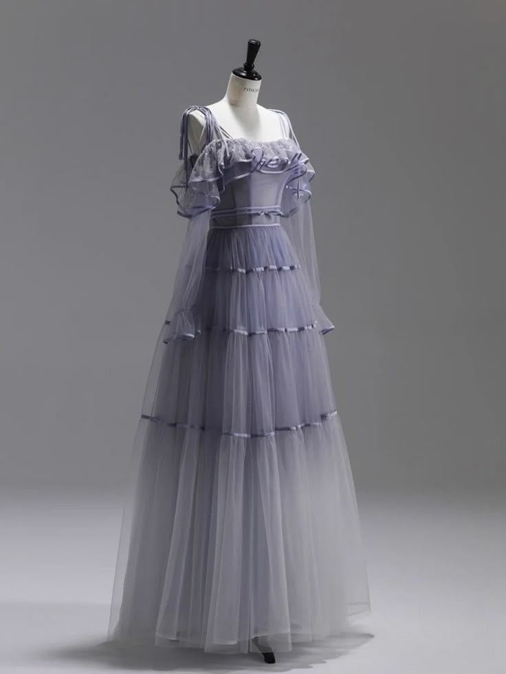 A Line Tulle Long Prom Dress Unique Evening Party Dresses