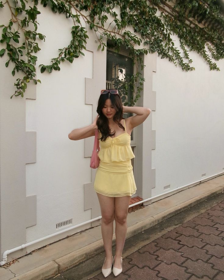 Two Piece Yellow Birthday Outfit Short Evening Dress Short Party Dress Homecoming Dress - View 3 | FashionDia