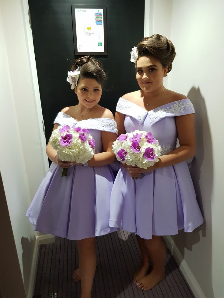 Lavender Bridesmaid Dresses Knee Length Wedding Party Gowns Plus Size Custom Made - View 3 | FashionDia