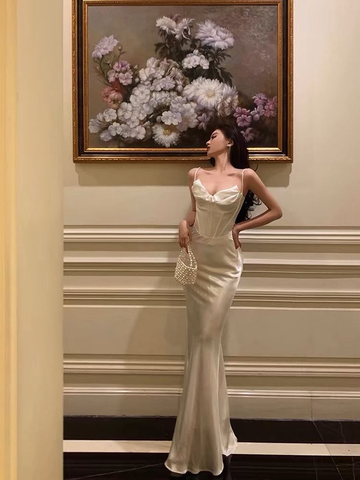 Ivory Sheath Satin Long Prom Dress Formal Party Dress