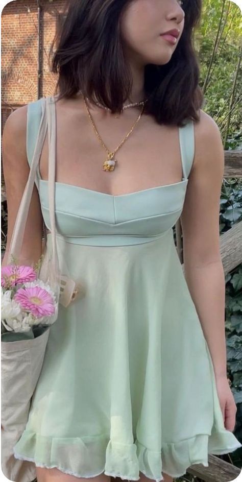 Green Birthday Dress Short Homecoming Party Dress - View 3 | FashionDia