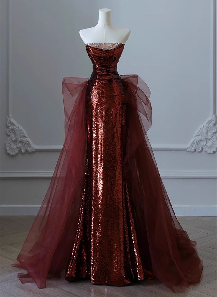 Sequins and Tulle Long Party Dress, Evening Dress Prom Dress