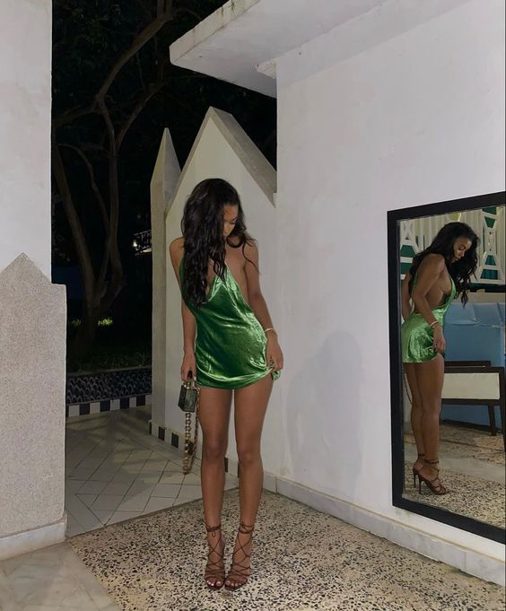 Women Green Short Prom Dress Homecoming Party Dress - View 2 | FashionDia