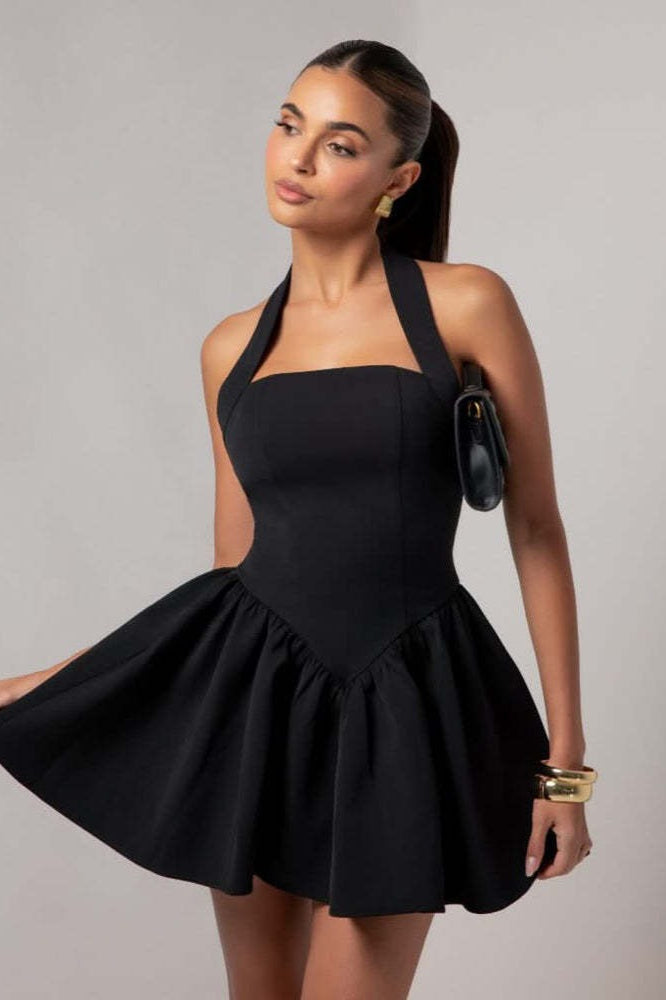 Low-Back Ruffle Mini Party Dress