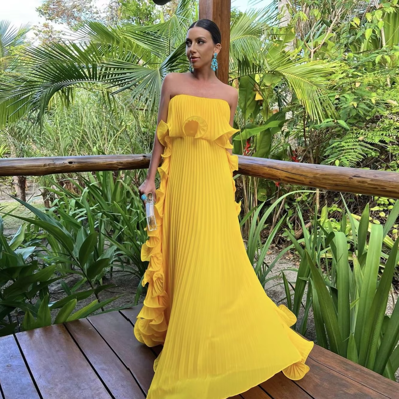 Yellow Pleated Prom Dresses Long Evening Gowns Formal Party Wear fg3925