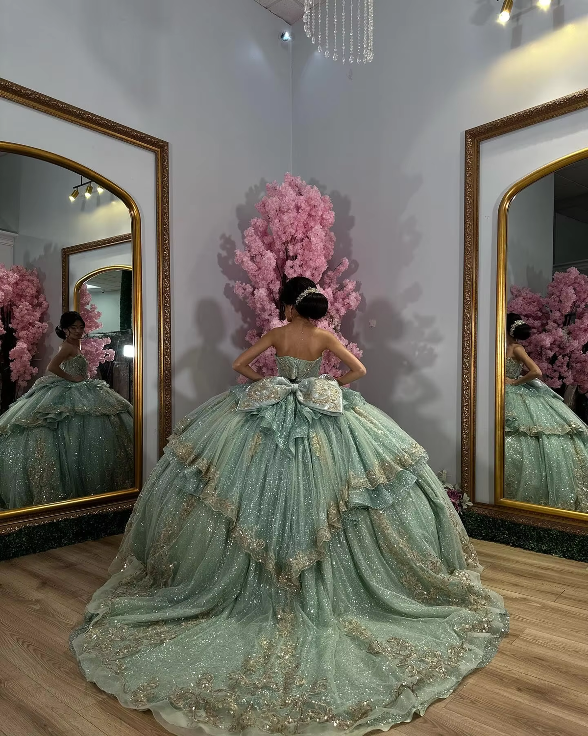 A-Line sage quinceanera dress, birthday party dresses sweet 16 dresses - View 5 | FashionDia