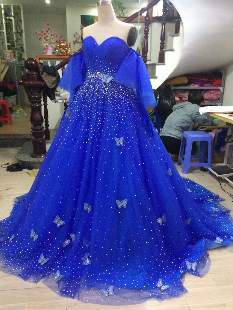 Royal Blue/Red quincea�era dress Ball Gown Prom Dresses Evening Gown - View 4 | FashionDia