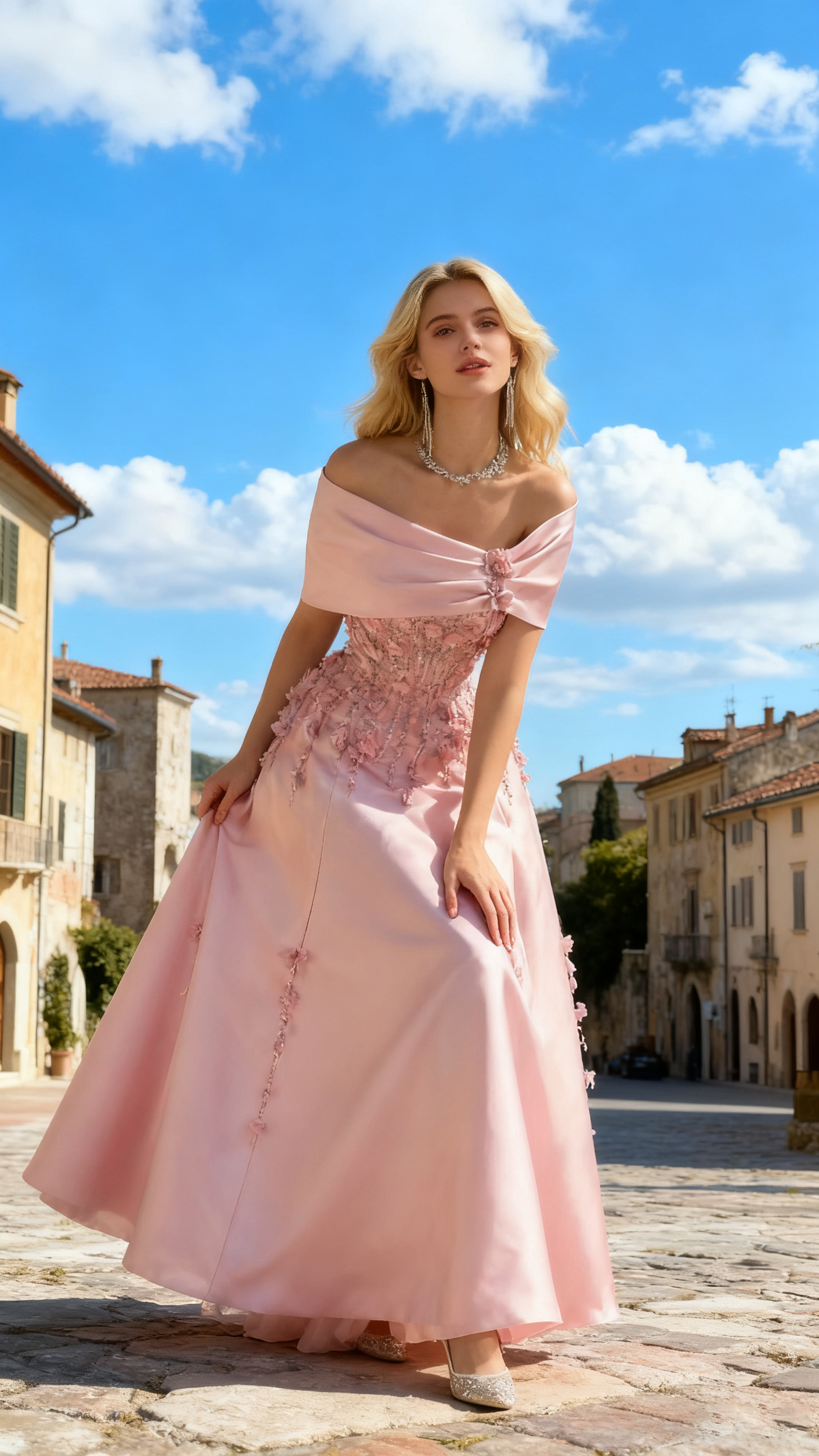 Elegant Off The Shoulder Satin Beaded Appliques Prom Dress Formal A Line Evening Dress Y8160 - VelvetHem