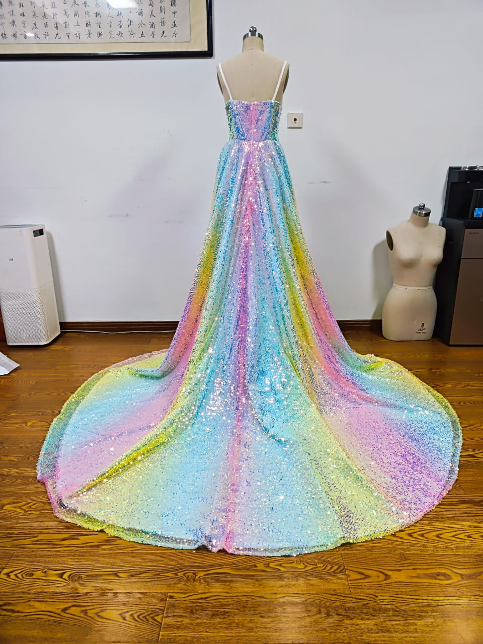Glitter Tulle Sequins A Line Prom Dress Evening Dress Y8378 - View 2 | VelvetHem