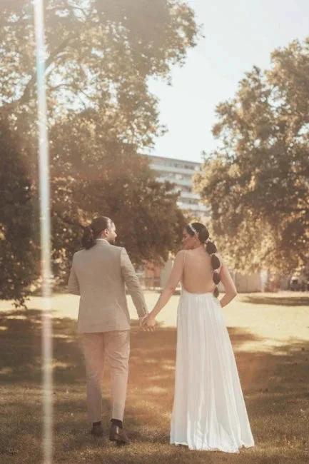 Obsessing Long White One Shoulder Sleeveless Beading Wedding Dress with Slit (ZD15553)