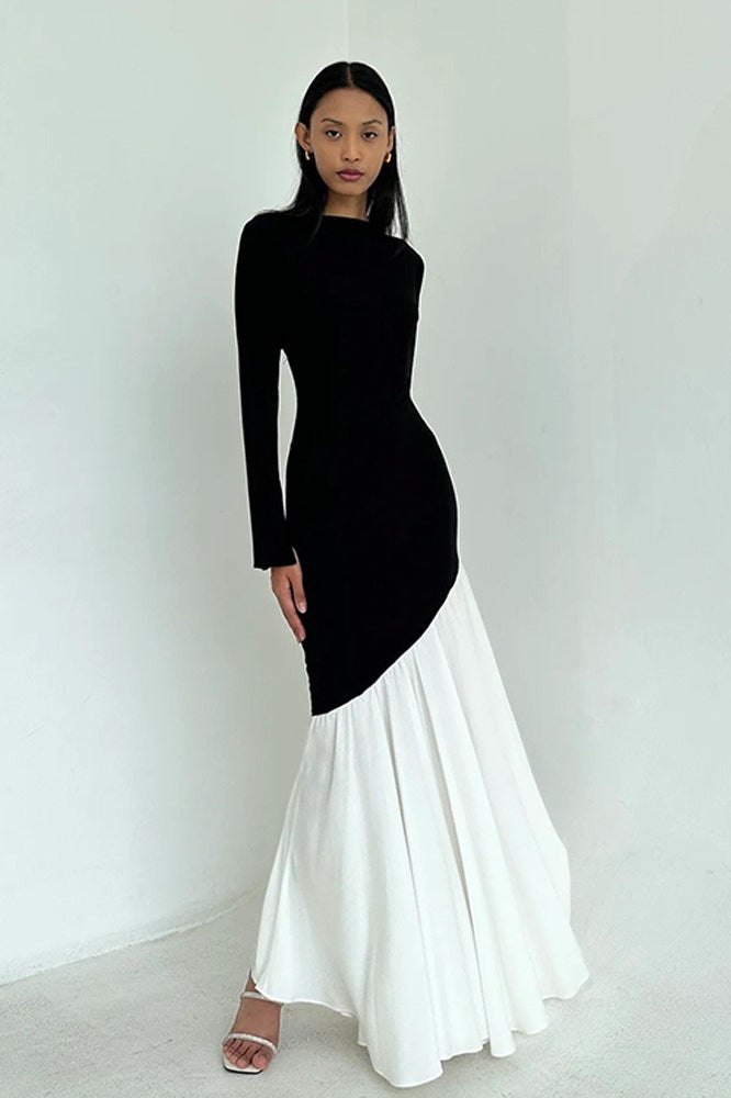 Bodycon Ruched Patchwork Maxi Dress - VelvetHem