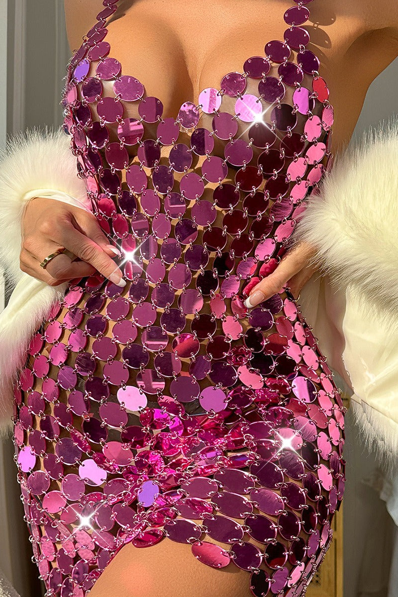 Punk Style Acrylic Sequin Dress - VelvetHem