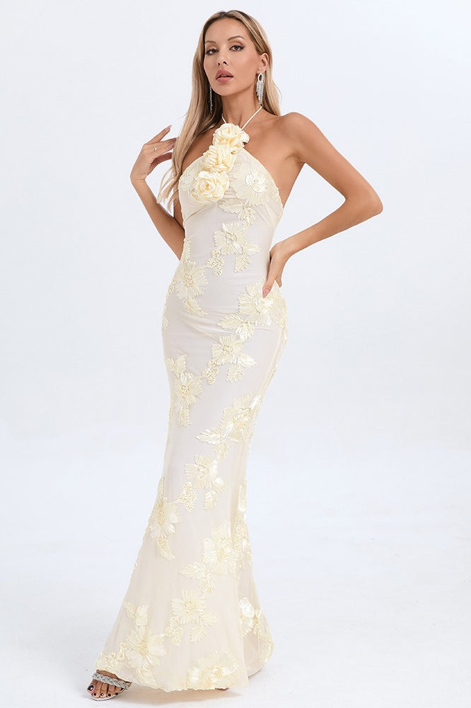 Halter Floral Foil Dress with Relaxed Fit and Comfort Fit Design